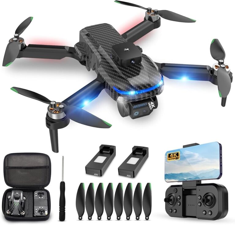 4K Drones with Camera for Kids,Drones for Adults with Emergency Stop, Headless Mode, 360° Flips, Carrying Case & 2 Batteries,Wireless RC Toys for Boys Girls