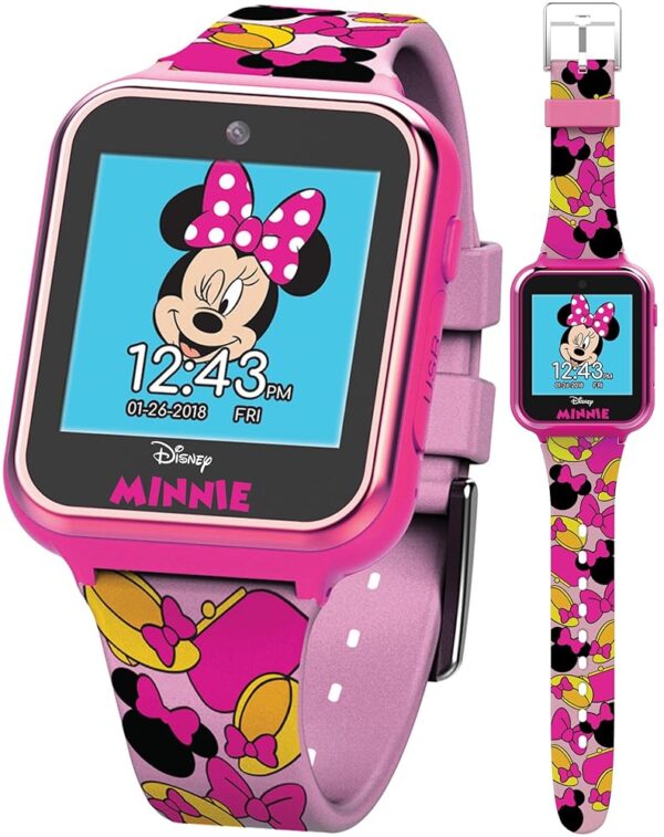 Accutime Kids Disney Minnie Mouse Pink Educational, Touchscreen Smart Watch Toy for Girls, Boys, Toddlers - Selfie Cam, Learning Games, Alarm, Calculator, Pedometer and More...