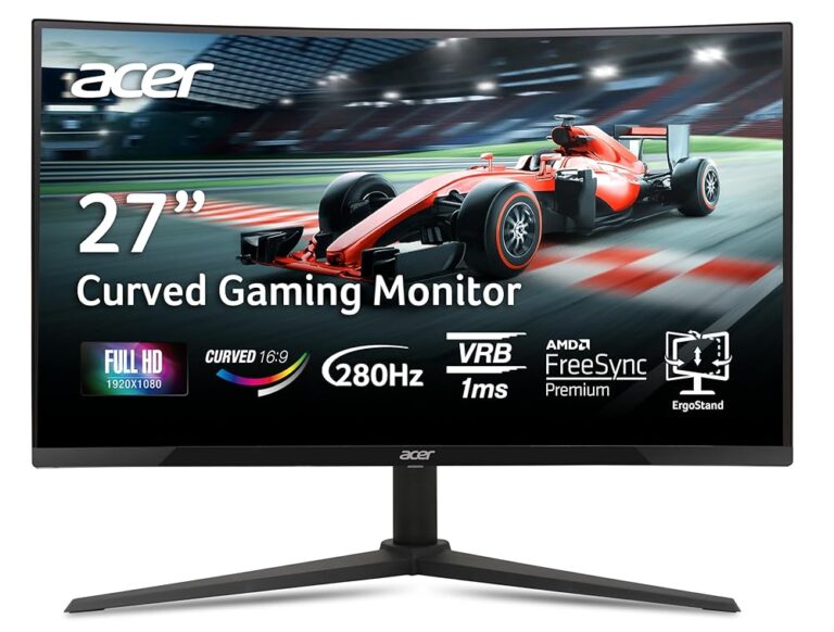 Acer Nitro 27 Inch 1500R Curved Zero-Frame Full HD (1920 x 1080) Gaming Monitor | AMD FreeSync Premium | Up to 280Hz Refresh | 1ms VRB | 1 x Display Port 1.4 and 2 x HDMI 2.0...