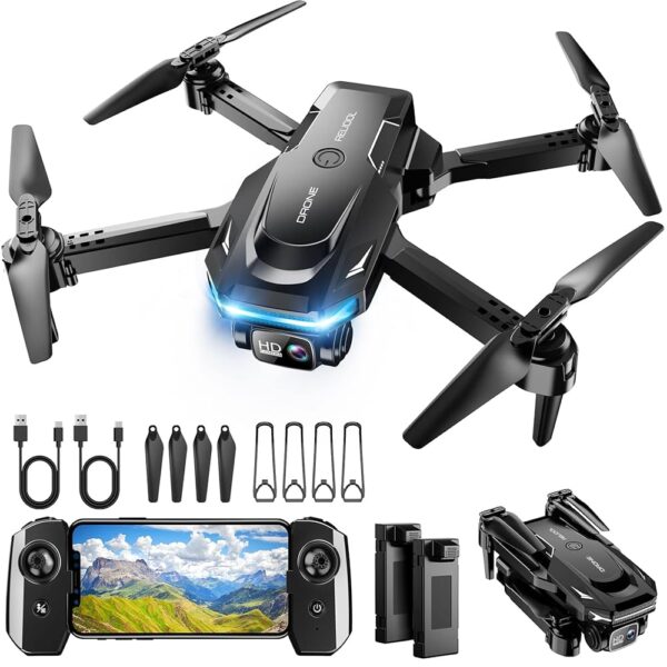 Drone with 1080P Camera - Foldable Remote Control Quadcopter with Voice Gesture Control, 3D Flip, One Key Start, Emergency Stop, 2 Batteries, Easier to use, Toy for Kids Adults...