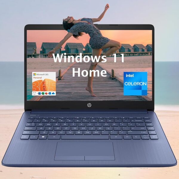 HP Portable Laptop (Include 1 Year Microsoft 365), 14’’ HD Display, 16GB RAM, 64GB eMMC, Intel Quad-Core N4120, Student and Business, Webcam, HDMI, Wi-Fi, RJ-45, Windows 11...