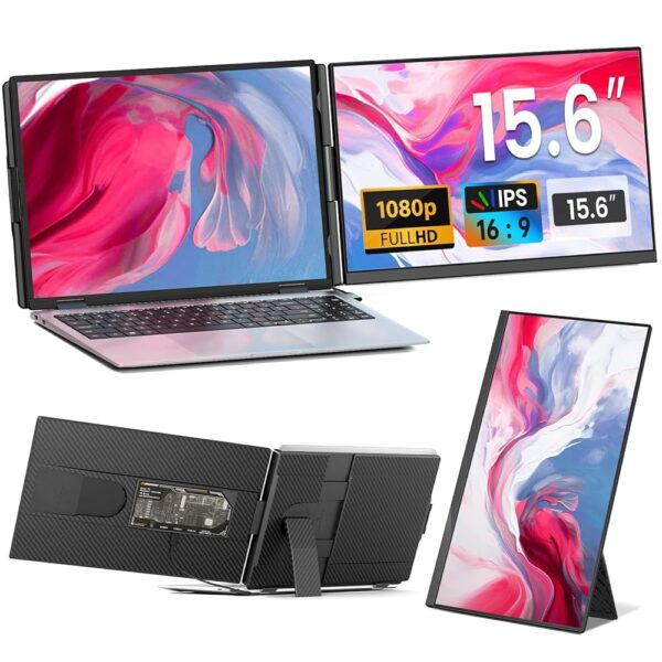 Laptop Screen Extender - 15.6" FHD 1080P Portable Monitor for Laptop, Detachable & Plug and Play Dual Laptop Monitor Extender for 13"-17.3" Laptops, Compatible with...