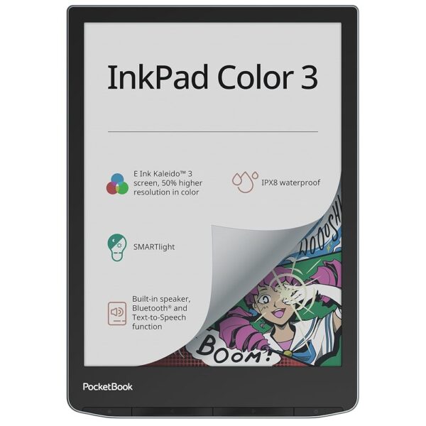 PocketBook InkPad Color 3 E-Book Reader | Enhanced 7.8'' Color E-Paper E-Ink Screen | Eye-Friendly E-Reader for Comics | SMARTlight | Audiobooks & Text-to-Speech | Bluetooth® &...