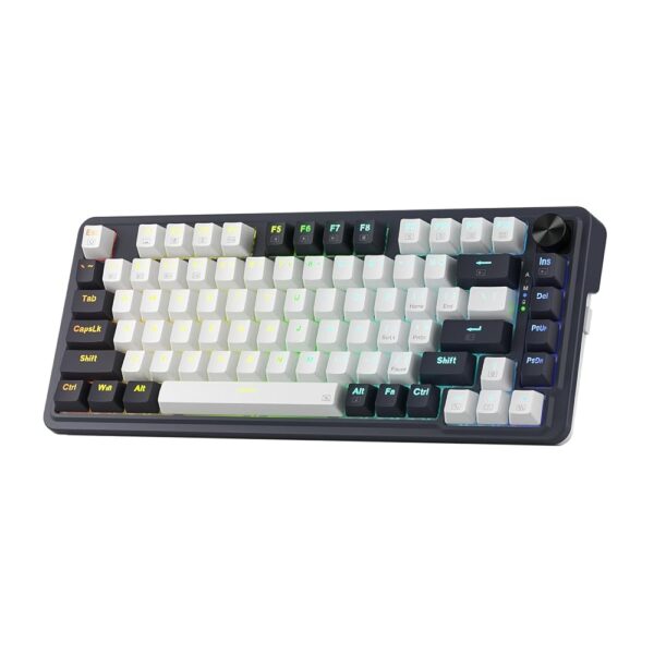Redragon K673 PRO 75% Wireless Gasket RGB Gaming Keyboard, 3-Modes 81 Keys Compact Mechanical Keyboard Hot-Swap Socket, Dedicated Knob Control and Sound Absorbing Pads, Linear...