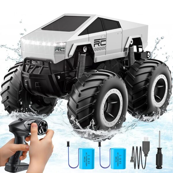 Remote Control Car Off-Road Pick-up Truck, 4WD Waterproof Cybertruck Toy RC Cars for All Terrain, 1:16 Scale Hobby Monster Truck Toys 2.4GHz Vehicles Kids Gifts for Boys/Girls...