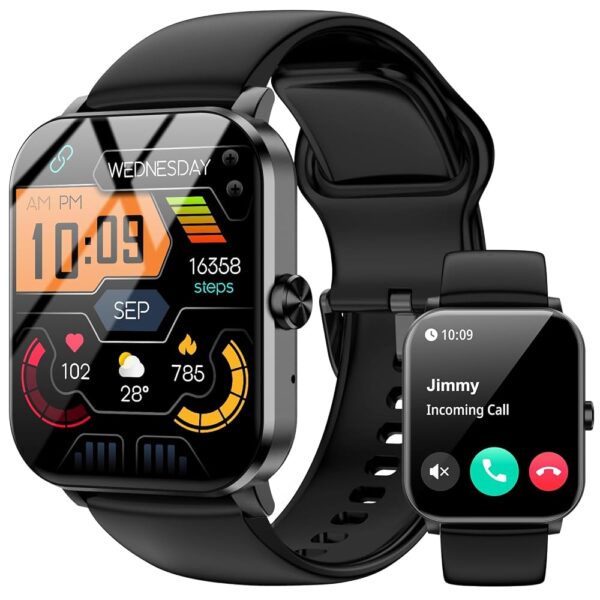 Smart Watch, 1.85" HD Smartwatch for Men Women (Answer/Make Calls), Fitness Watch with Heart Rate/Sleep/IP68 Waterproof/120+ Sports Modes, Pedometer, Android Smart Watch for...