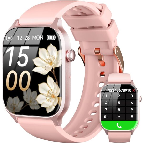 Smart Watch for Men Women- Answer/Make Call, IP68 Waterproof Fitness Tracker Watch with Heart Rate Monitor Sleep Step Counter (Pink, 1.83)