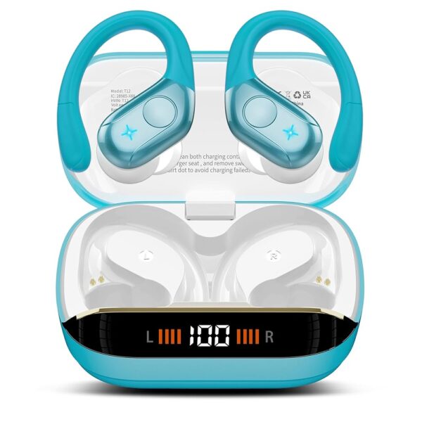 Wireless Earbuds Bluetooth 5.4 Headphones 75H Playtime Stereo Deep Bass Sports Ear Buds with Earhooks, LED Display Bluetooth Earbuds with 4 ENC Mic, IP7 Waterproof Earphone for...