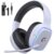 2.4GHz Wireless Gaming Headsets for PS5, PS4, PC, Switch – Bluetooth 5.3 Gaming Headphones with Noise Canceling Mic, 7.1 Surround Sound, 70H Battery, Gaming Lighting – White