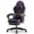 Gaming Chair,Ergonomic Massage Computer Office Desk Chair with Footrest,Pocket Spring Cushion,Reclining Leather Adjustable Gamer Chair with Headrest and Lumbar Support,Purple