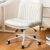 Marsail Armless-Office Desk Chair with Wheels: PU Leather Cross Legged Wide Chair,Comfortable Adjustable Swivel Computer Task Chairs for Home,Office,Make Up,Small Space,Bed…
