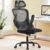 Sweetcrispy Office Computer Desk Chair, Ergonomic High-Back Mesh Rolling Work Chairs with Wheels and Adjustable Headrests, Comfortable Lumbar Support, Comfy Flip-up Arms for…